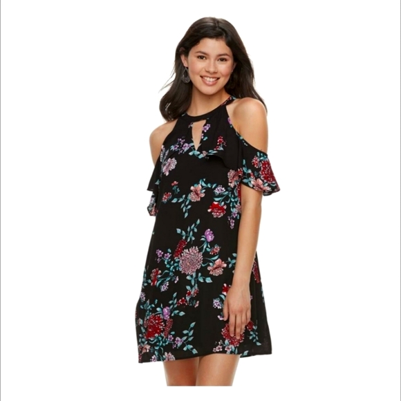 Candie's floral cold-shoulder mini dress in small - Picture 1 of 6